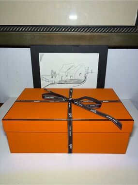 Hermes Empty Large Shoe Box With Ribbon